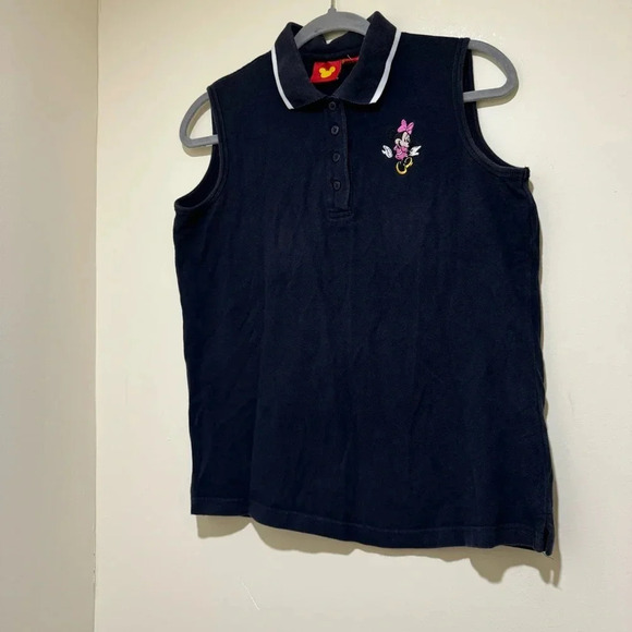 Women’s  Disney Brand Vintage 90’s Minnie Mouse Collared Navy Tank Top Size: M - Picture 2 of 15